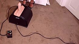 Asian Maxine X pleasures herself with a sex machine and gives a blowjob
