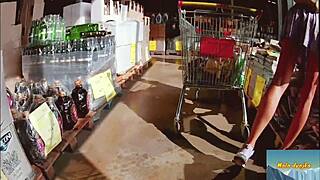 A trio of girls shop without wearing panties