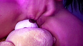 A hot girl desperately masturbates a teddy bear to orgasm
