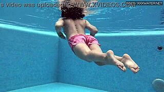 Beautiful and shy Czech girl swims in the sea and gets horny