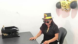 Hot office worker nurses patient while pleasuring herself