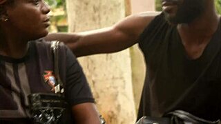 Public park threesome with ebony and blonde babes in Africa