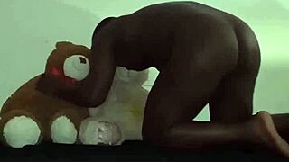 Three furry toy bears of different races engage in a steamy threesome, including foreplay and toy play
