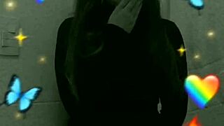 A shy student masturbates in the bathroom and moans with pleasure
