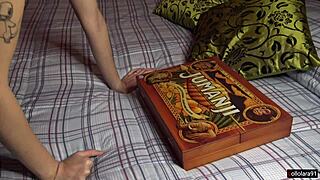 Petite European girl enjoys Jumanji-themed sex play