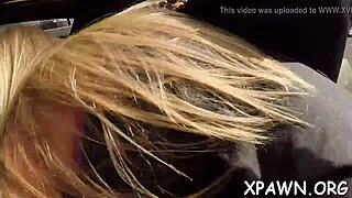 See some sex in shop: Hardcore scene with ball licking and blowjob