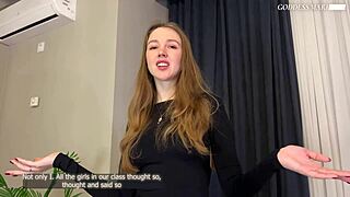 Russian goddess humiliates beta male in a steamy scene with a former classmate