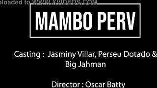 Hej, kolla brasilianska ebony prinsessan Jasminy Villar ta två enorma kukar!