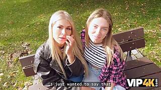 Игривата блонде Zlata Shine изневерява на приятелката с шефа в би кукулда кастинг POV