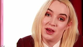 british college student in uniform skirt does upskirt jerk off instructions with natural tits and cosplay foreplay