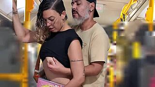 SLUTTY STUDENT CUMSHOT BLAST ON BUS PUBLIC