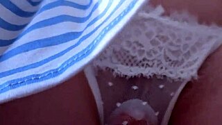 Stranger Slides Thick Cock Into Panties Rubbing Pussy Under Skirt on Train