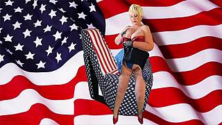 granny carmen masturbates to orgasm on us flag day in lingerie