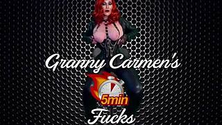 Баба Carmen Angel се навежда за двойно кремпай в две пози