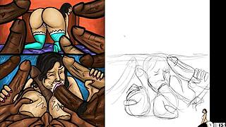 Watch the latin milf suck huge black dicks in this illustration