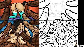 Watch the latin milf suck huge black dicks in this illustration