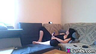 Brunette milf masturbates intensely