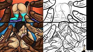 Watch the latin milf suck huge black dicks in this illustration