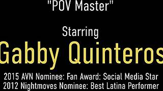 Dominated Latina Mamacita Gabby Quinteros gets face covered in cum. Bent over in lingerie.