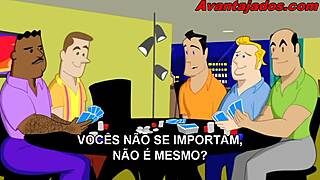 gay animated characters play card game