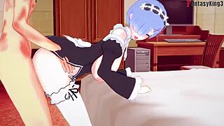 rem slams hard into big boobs maid in re zero fantasy! wow!