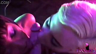 Hot babes Jenna Foxx and Sky Blue suck rock hard dick in pov