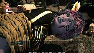 busty alien with big cock craves licking in 3d porn game