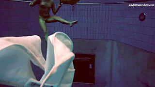 Watch Alla, The Brunette Teen, Swim Naked In The Hot Pool