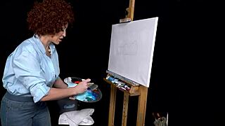 Milf Ryan Keely in Bob Ross Cosplay Gets Wild