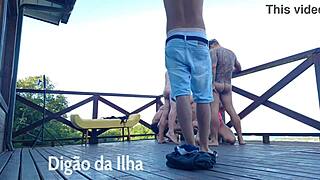 i'm loving this blowbang on the balcony, it's soo hot uh