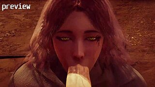 i watch melina deepthroating in this uncensored 3d hentai, her big tits bouncing as she takes the huge cock.