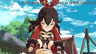 amber feels joy in genshin impact with aether