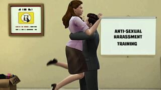 boss in office parody shows porn to everyone at work