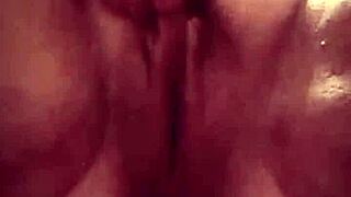 she loves massaging her big hairy pussy in solo amateur session