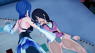 Aqua dörzsöli Kiara punciját forró leszbikus hentaiban