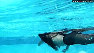 Sexy Diana Kalgotkina swims naked in public pool, so tempting.