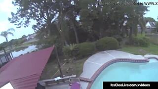 Damn, cam princess Cleo masturbates wild on the rooftop!