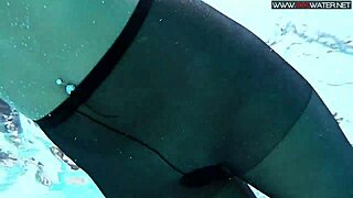 Sexy Diana Kalgotkina swims naked in public pool, so tempting.