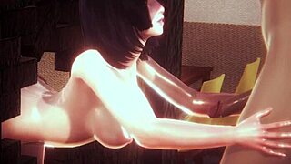 Naruto Hentai 3D Threesome - Hinata Sucks and Gets Nailed Through Wall!