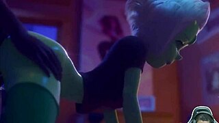 Tina and Peridot engage in 69 on the table, with Widowmaker fucking her thicc ass from behind.