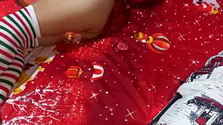 on christmas, she indulges in indian self-pleasure wearing latin lingerie.