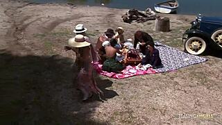 Stunning girls get tight pussies fucked in group sex