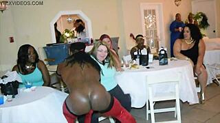 Jamaican stripper shocks milfs with wild solo action at party