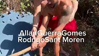 My students help arrange the tatame for training at my farm.