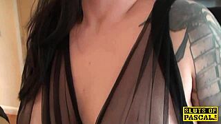 english slut gets choked while bent over in stockings