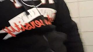 In the gym bathroom, these guys get wild with sheer excitement and action