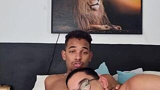 Hey, I invited him to study, but he got a big black cock in his ass instead!