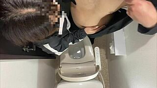 asian couple filming raw sex at workplace