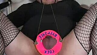 Crossdressing sissy engages in gay bdsm self-play!