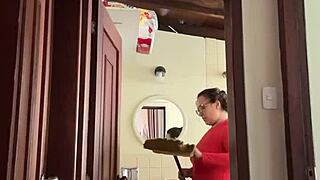 my cute milf neighbor masturbates to creampie in the bathroom